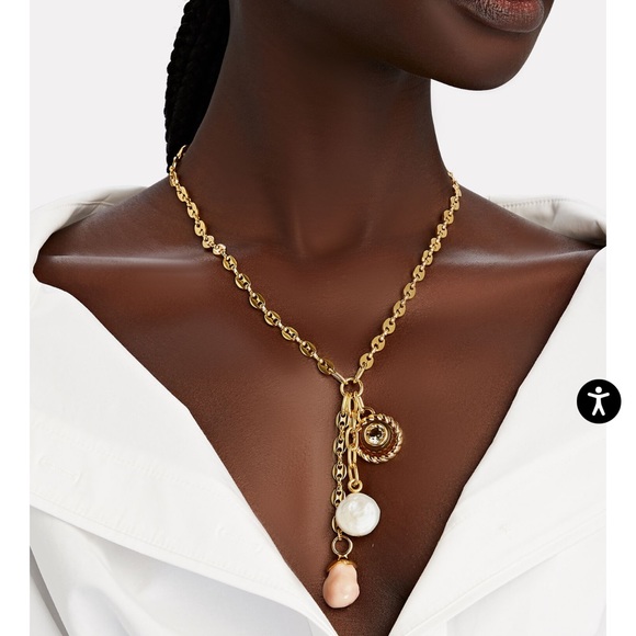 LIZZIE FORTUNATO Jewelry - LIZZIE FORTUNATO Anchor Lariat Charm Necklace
